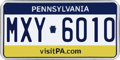 PA license plate MXY6010