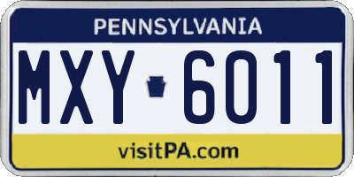 PA license plate MXY6011
