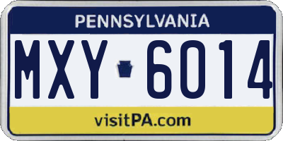 PA license plate MXY6014