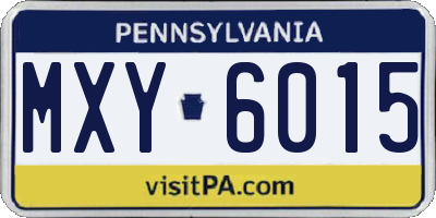 PA license plate MXY6015