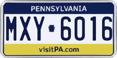PA license plate MXY6016