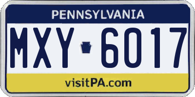 PA license plate MXY6017