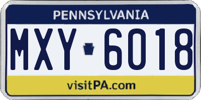 PA license plate MXY6018