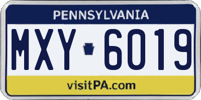 PA license plate MXY6019