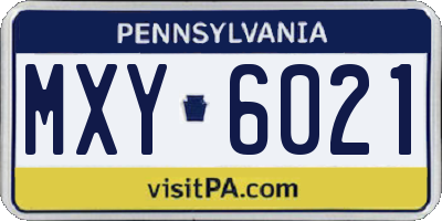 PA license plate MXY6021