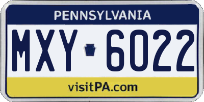 PA license plate MXY6022