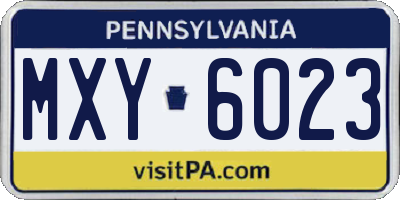 PA license plate MXY6023