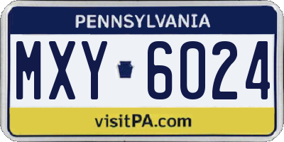 PA license plate MXY6024