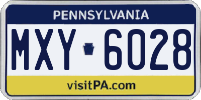 PA license plate MXY6028