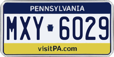 PA license plate MXY6029