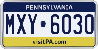 PA license plate MXY6030