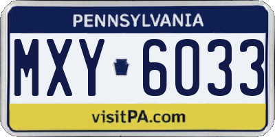 PA license plate MXY6033
