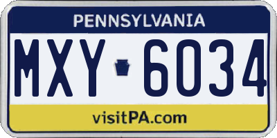 PA license plate MXY6034