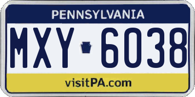 PA license plate MXY6038