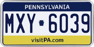 PA license plate MXY6039
