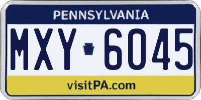 PA license plate MXY6045