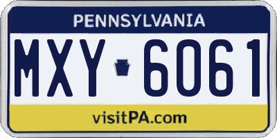 PA license plate MXY6061