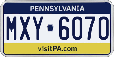 PA license plate MXY6070