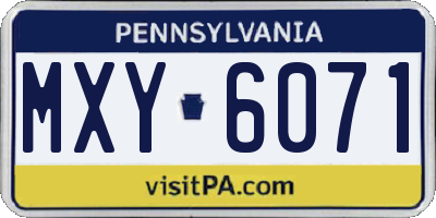 PA license plate MXY6071