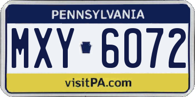 PA license plate MXY6072