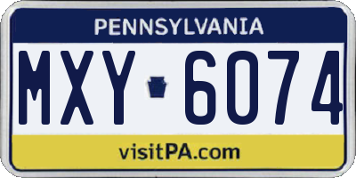 PA license plate MXY6074