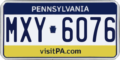 PA license plate MXY6076