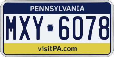 PA license plate MXY6078