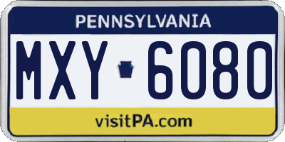 PA license plate MXY6080