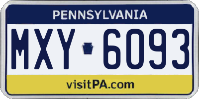 PA license plate MXY6093