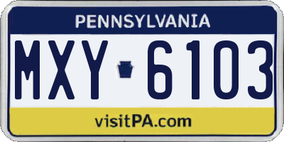 PA license plate MXY6103