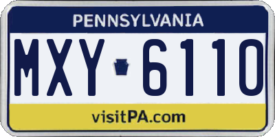 PA license plate MXY6110