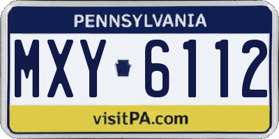 PA license plate MXY6112
