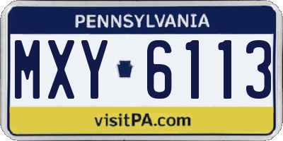 PA license plate MXY6113