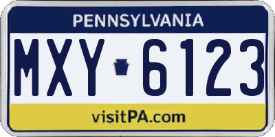 PA license plate MXY6123