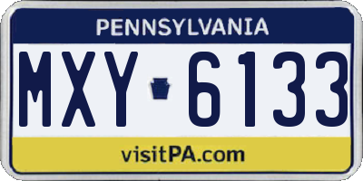 PA license plate MXY6133