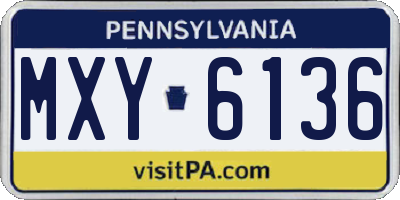 PA license plate MXY6136