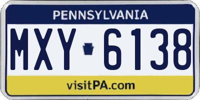 PA license plate MXY6138
