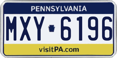 PA license plate MXY6196