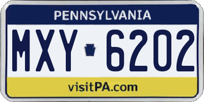 PA license plate MXY6202