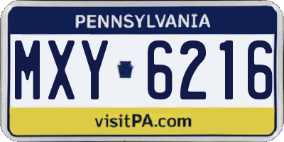 PA license plate MXY6216
