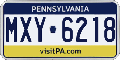 PA license plate MXY6218