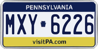 PA license plate MXY6226
