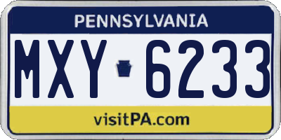 PA license plate MXY6233