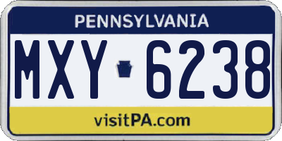 PA license plate MXY6238