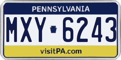 PA license plate MXY6243
