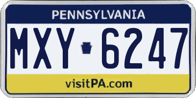 PA license plate MXY6247