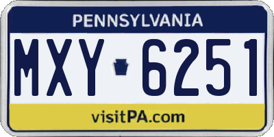 PA license plate MXY6251