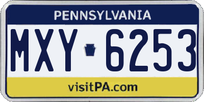 PA license plate MXY6253