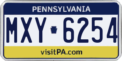 PA license plate MXY6254