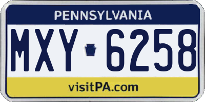 PA license plate MXY6258